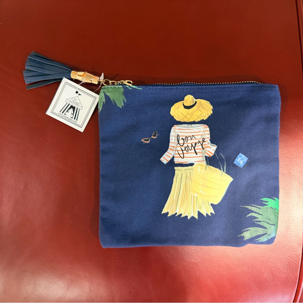 Stylish Blue Cosmetic Bag with Tassel